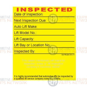 Lift Inspection Decal (roll of 250) | SVI BH-7011-11