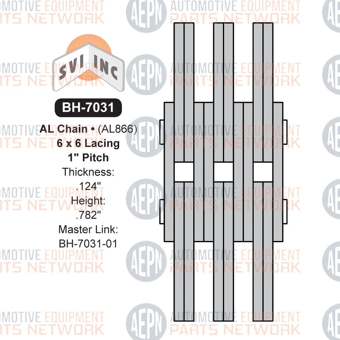 10 feet - 1" Pitch Leaf Chain 6x6 | Lift Chain 30 lbs. AL866 | SVI BH-7031