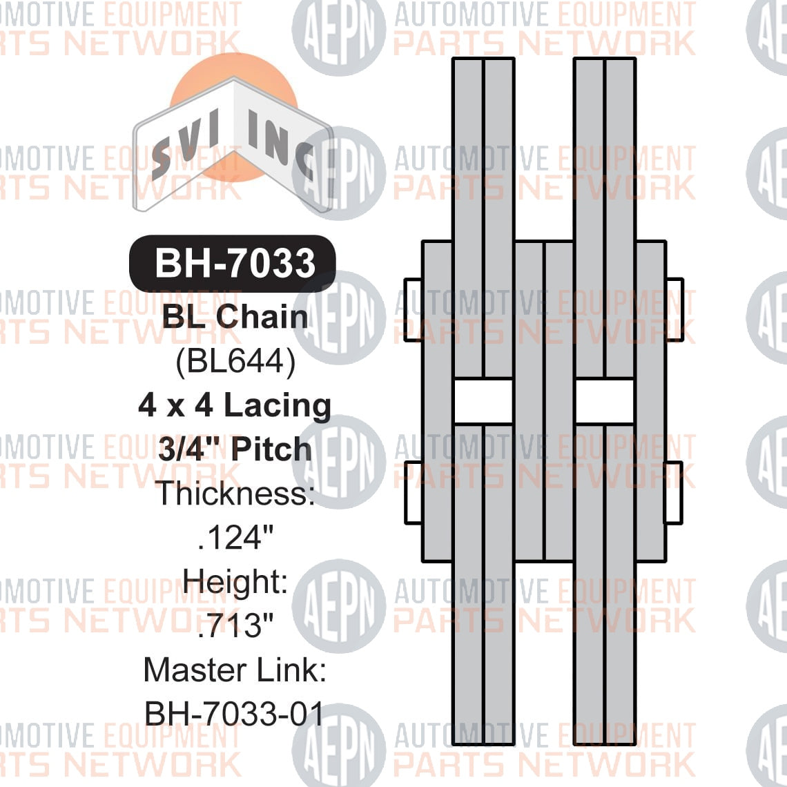 10 feet - 3/4" Pitch Leaf Chain 4x4 | Lift Chain 22 lbs. BL644 | SVI BH-7033