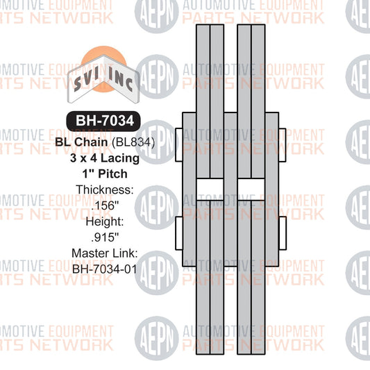 10 feet - 1" Pitch Leaf Chain 3x4 | Lift Chain 30 lbs. BL834 | SVI BH-7034