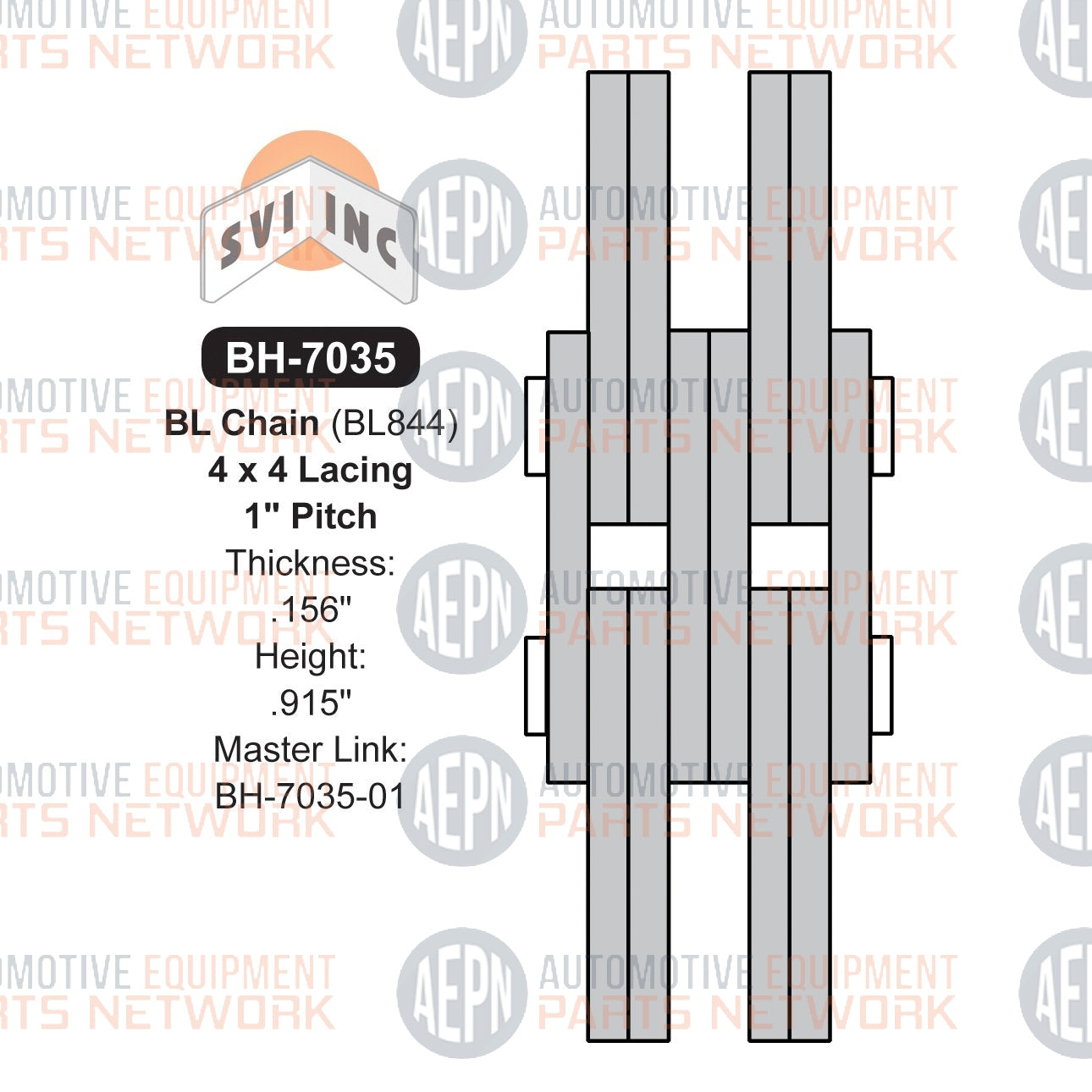 10 feet - 1" Pitch Leaf Chain 4x4 | Lift Chain 34 lbs. BL844 | SVI BH-7035