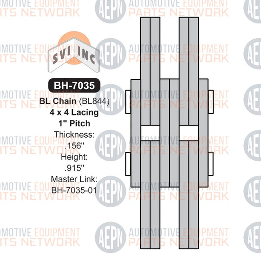 10 feet - 1" Pitch Leaf Chain 4x4 | Lift Chain 34 lbs. BL844 | SVI BH-7035