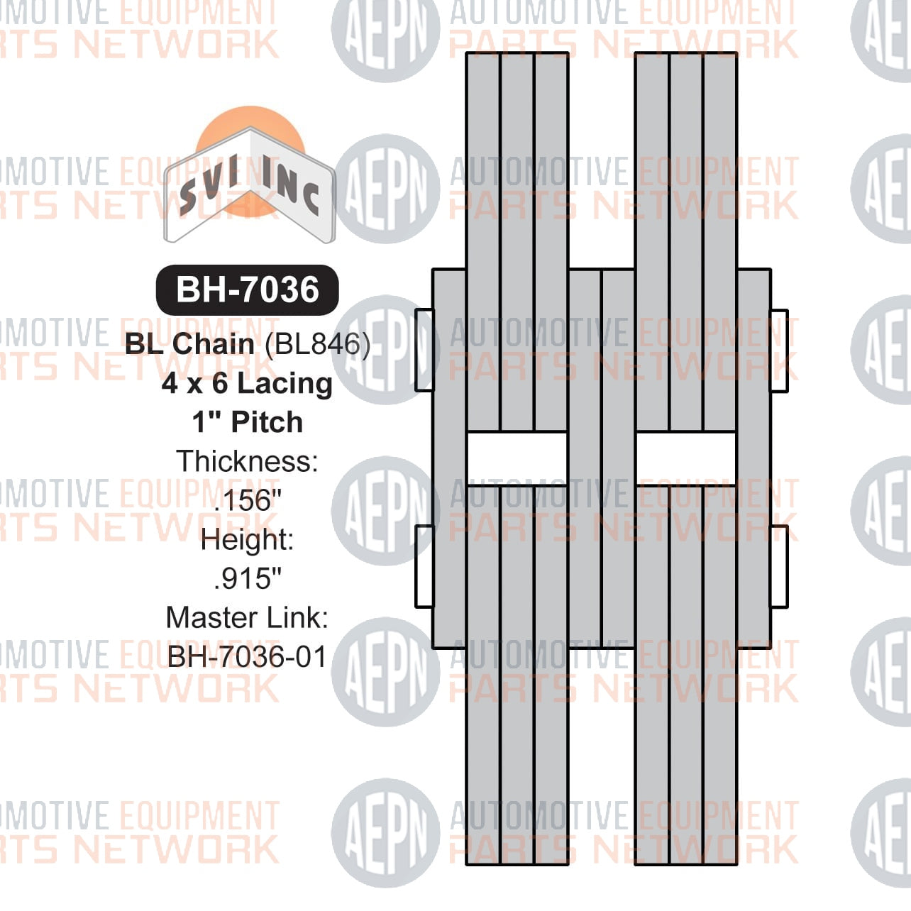 10 feet - 1" Pitch Leaf Chain 4x6 | Lift Chain 43 lbs. BL846 | SVI BH-7036