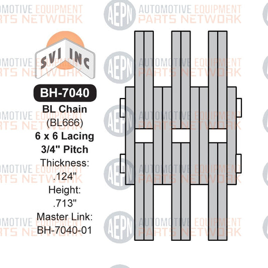 10 feet - 3/4" Pitch Leaf Chain 6x6 | Lift Chain 32 lbs. BL666 | SVI BH-7040
