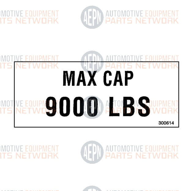 Max Cap 9000 lbs. Decal | Any | SVI  BH-7077-61E