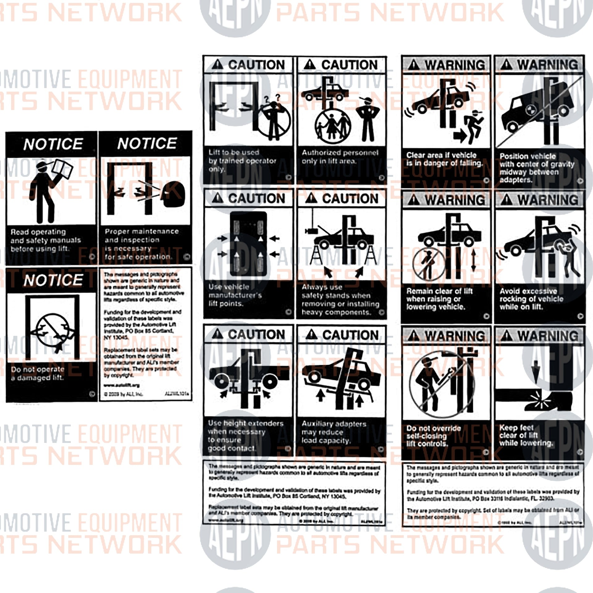 Warning Label Set | Rotary FA572 WL 101 | SVI BH-7504-59