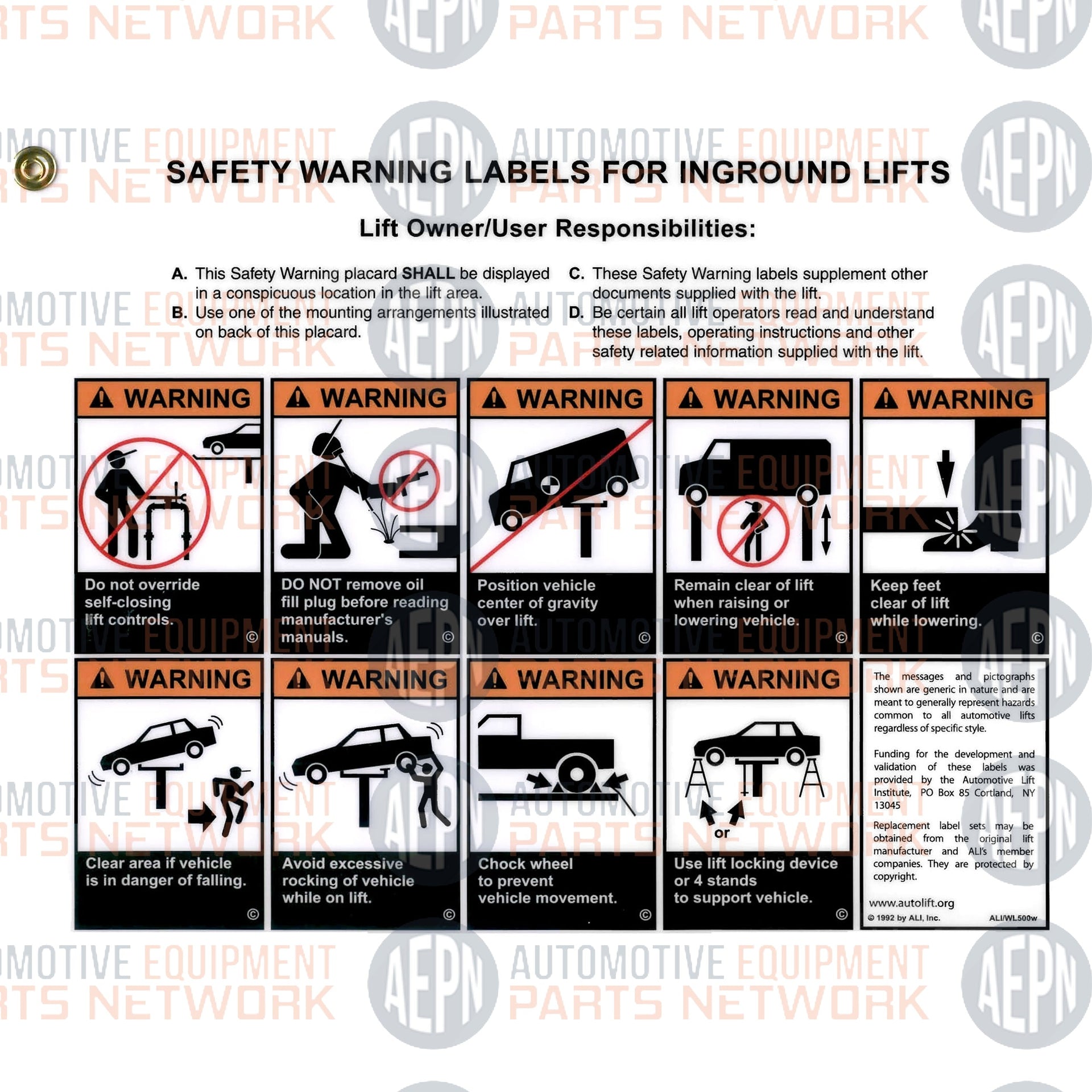 ALI/WL -500 Placard | Rotary NP370 ALI/WL-500 | SVI BH-7529-23