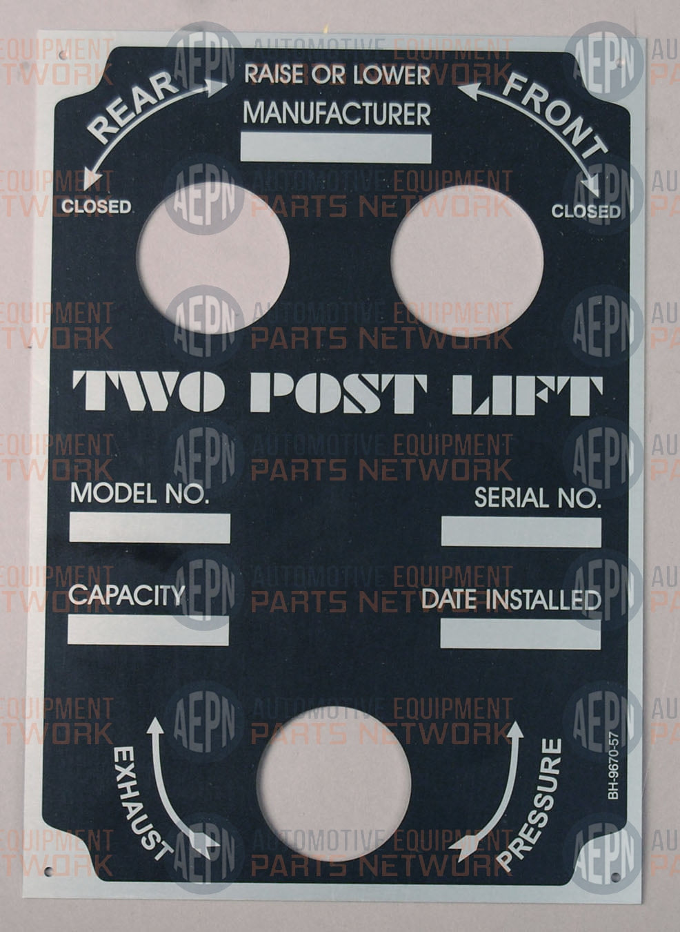 Nameplate EC-102 Std | Weaver S-12260 | SVI  BH-9670-57
