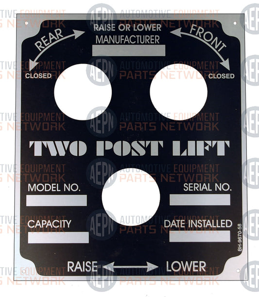 Nameplate EC-103 Std | Weaver S-12261 | SVI  BH-9670-58